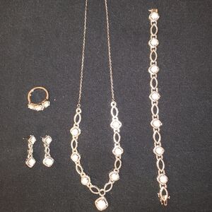 Elegant Silver and White Jewelry Set -  NEW